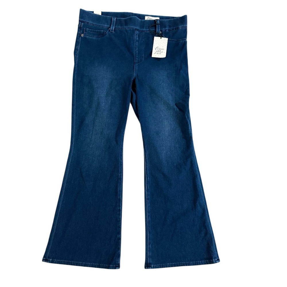 Women Cosmic Blue Love Giovanna High Rise Pull-On Flare Jeans, Size 32P. New!